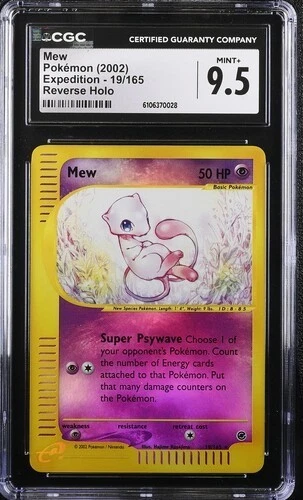 CGC 9.5 MINT+ Mew 19/165 Reverse Holo 2002 Pokemon Expedition Pop 11