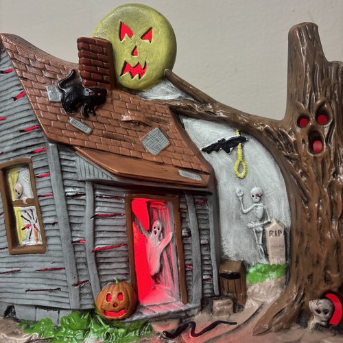 De colección Halloween Espeluznante Casa Embrujada Luz Roja Fantasma Esqueleto Serpiente Murciélago Años 70 - Imagen 2 de 10