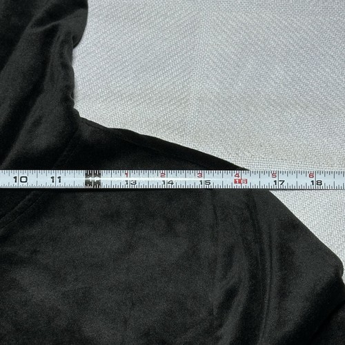 Juicy Couture Black Velour Tracksuit Set Size M/L Full Zip Hoodie Rhinestone Y2K - Picture 16 of 24