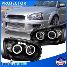 Fits 2004-2005 Subaru Impreza Wrx Black Halo Projector Headlights Led Bar 04-05 Fits 2004-2005 Subaru Impreza Wrx Black Halo Projector Headlights Led Bar 04-05