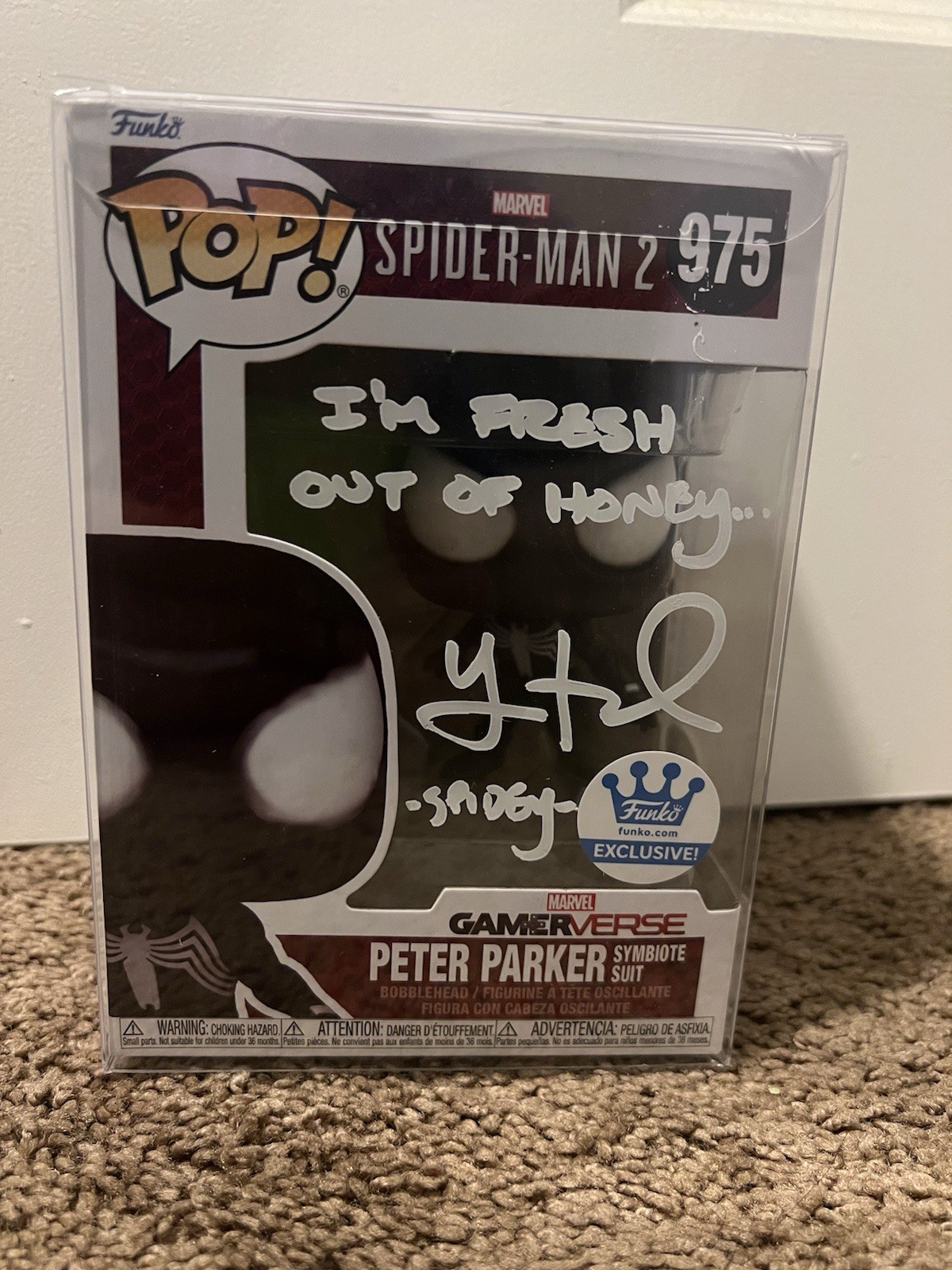 Funko Pop! Vinyl: Marvel Peter Parker Symbiote Suit Funko(Exclusive) #975 Signed