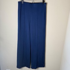 Ann Taylor Side Zip Straight Seamed Pant Twill Womens 8 Navy Blue Full Length