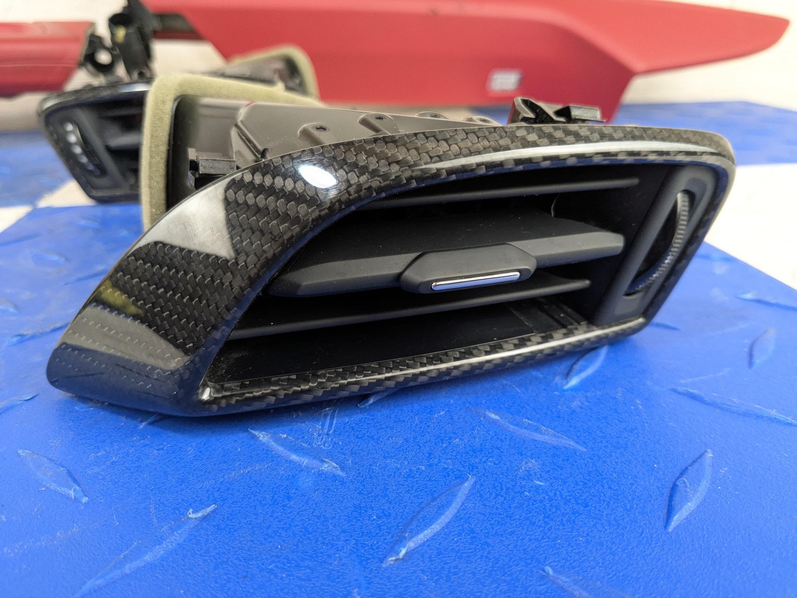 2017-2023 Audi R8 OEM Left & Right Door Panel Trim Set Red Carbon Fiber Harness