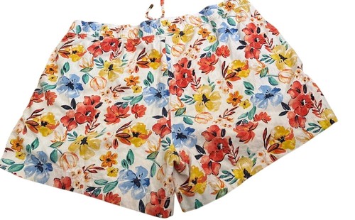 St Johns Bay Womens Shorts XXL Drawstring Waist Pull On Multi White Floral Pkts - Picture 6 of 11