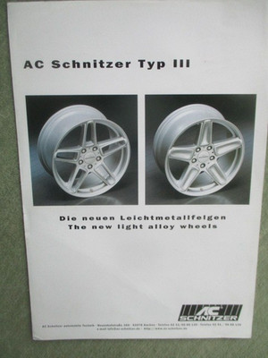 AC Schnitzer Felge Typ III Prospektblatt deutsch E36 +Z3, E39,E38,
