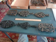 Vintage Lot of 6 Cast Iron Sad Iron Trivets Lot 24-39-B