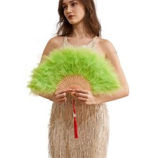 Handheld Marabou Feather Fan, 1920S Vintage Style Flapper Hand Fan for Costume