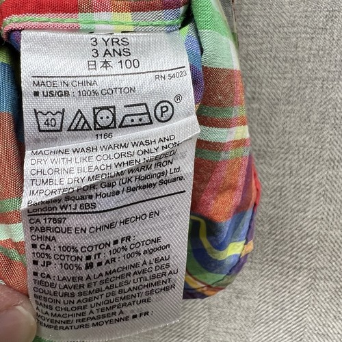 BABY GAP Plaid Button Down Short Sleeve Boys 3T Pocket Colorful Tomato Salad - Picture 5 of 8