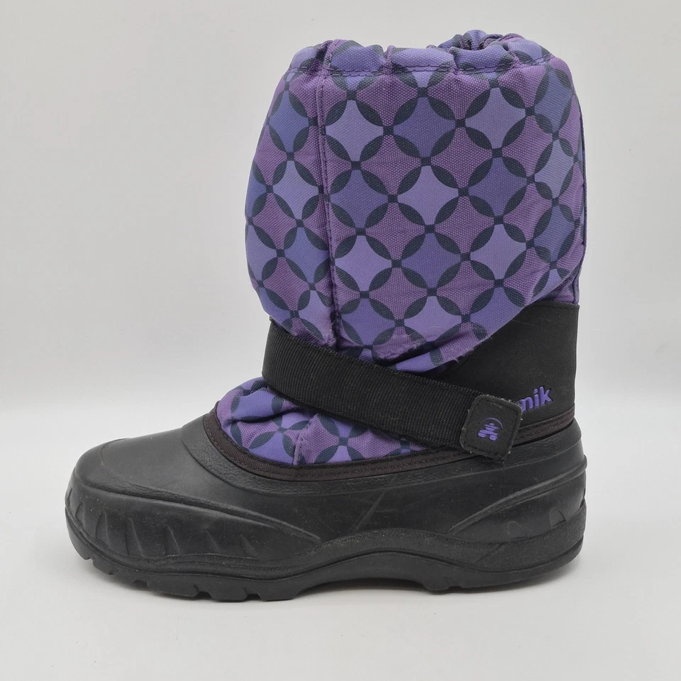Kamik Snow Boots Youth Size 6 Purple Black Winter Waterproof Drawstring Strap - Image 2 of 4