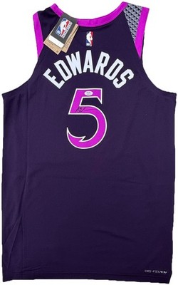 ANTHONY EDWARDS #5 SIGNED NIKE TIMBERWOLVES AUTHENTIC CITY BASKETBALL JERSEY PSA