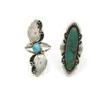 Southwest Signed Sterling Turquoise Red Coral Black Onyx Rings Lot of 5 #S5483-5 — photo 4