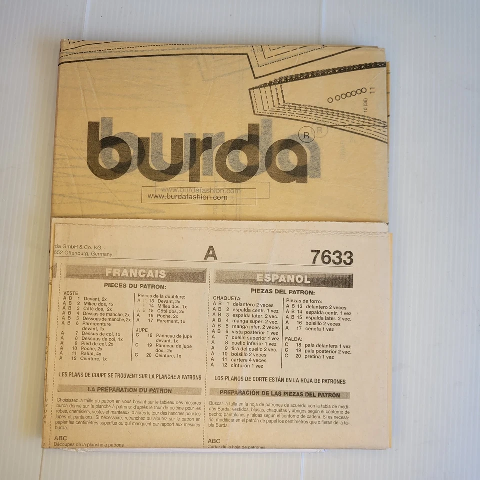 Burda Sewing Pattern 7633 Women Suit Pattern Size US 10 to 22 EUR 36 to 48 Uncut - image 4 of 4