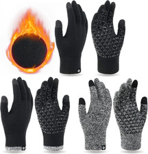 3 Pairs Winter Gloves for Women Men Touch Screen Elastic Knit Thermal Anti-Slip