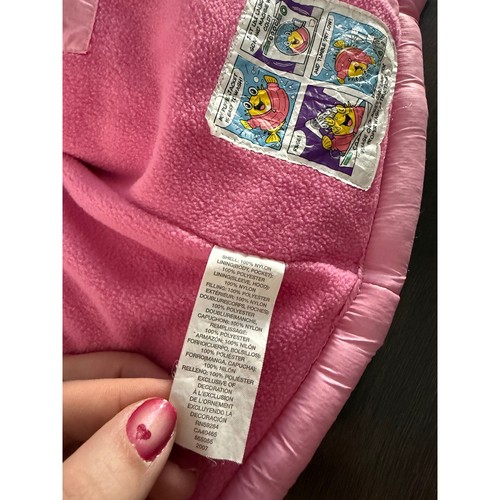 The Childrens Place Baby Girl Pink Striped Hooded Puffer Jacket 6-9 Month Fleece - Picture 5 of 5