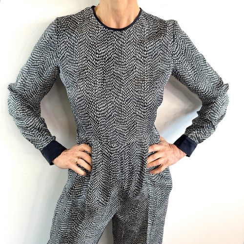 Max Mara Size 8 Aus/UK 40 IT 6 US Navy & White Alan Silk Twill Jumpsuit Designer - Picture 5 of 24