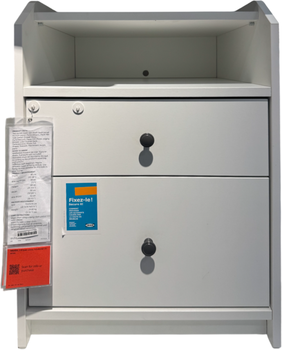 Brand New IKEA HAUGA White 2-Drawer Chest 50x46 cm (19 ⅝x18 ⅛