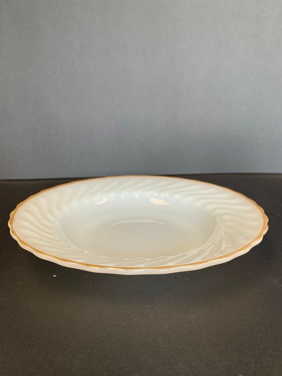 Anchor Hocking Fire King White and Gold 2366 Dish 8.75