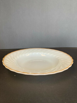 Anchor Hocking Fire King White and Gold 2366 Dish 8.75