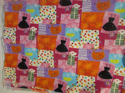 Free Spirit ~ Girl Stuff Fabric pink purple 1 yard x 45 in  Westminster fabrics