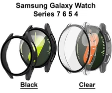 For Samsung Galaxy Watch 7 6 5 4 Tempered Glass Screen Protector Case Full Cover