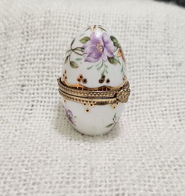 Porcelain Egg Trinket Box w/ Hand painted Floral Design - Great China Products