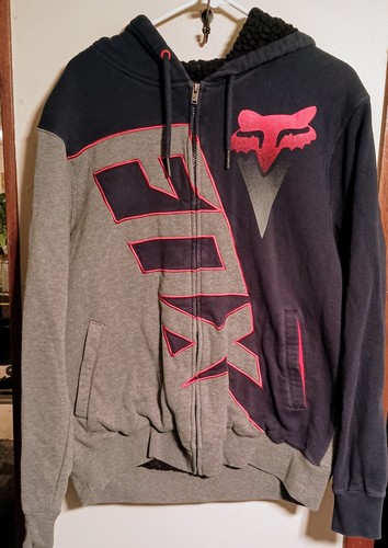 Vintage Fox Racing Classic Logo Hooded Sweatshirt Hoodie Sherpa Lined ...