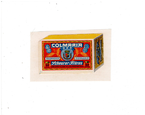 Reklamemarke Colmaria-Eiernudeln aus Logelbach b. Colmar im Elsass (Wintzenheim)