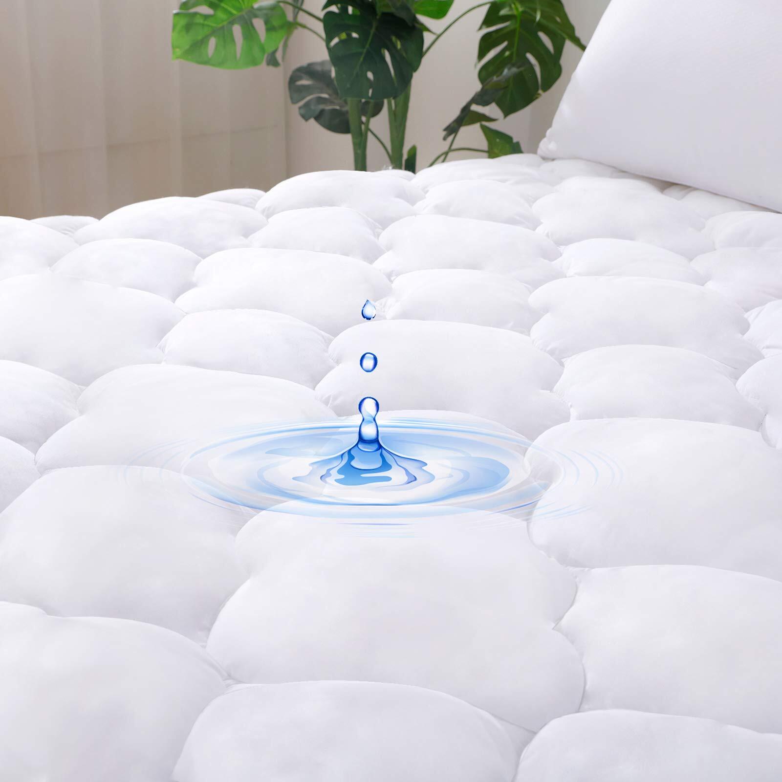 Waterproof Mattress Pad Queen Size Cotton Top Down Alternative Filling Pillow...