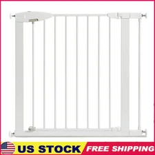 Walk Through Metal Baby Gate Pressure Mounted Extensions Hallways Doors White US