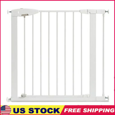#ad #ad Walk Through Metal Baby Gate Pressure Mounted Extensions Hallways Doors White US $52.05