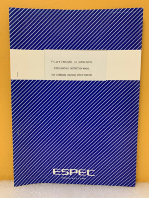 Espec Platinous G Series Non-Standard Voltage Specification Supplementary Manual