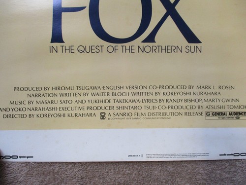 The Glacier Fox A Sangrio Film Poster 1978 36 Inches x 14 Inches Litho In USA - Picture 4 of 7