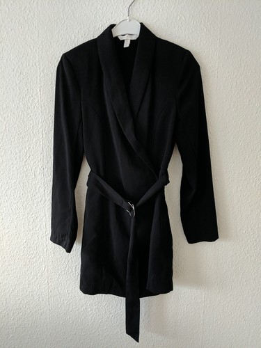 H&M Damen Jumpsuit schwarz Größe 36 mit Gürtel und Schulterpolster - Bild 2 von 8