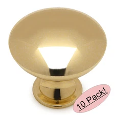 *10 Pack* Cosmas Cabinet Hardware Polished Brass Round Cabinet Knob #5305PB