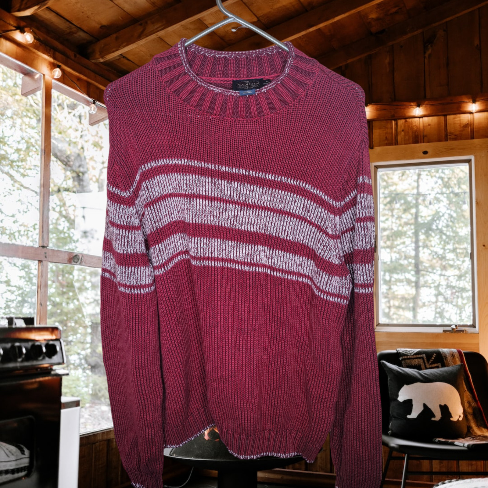 Pendleton Women's Mockneck Red Cotton Sweater XL … - image 1