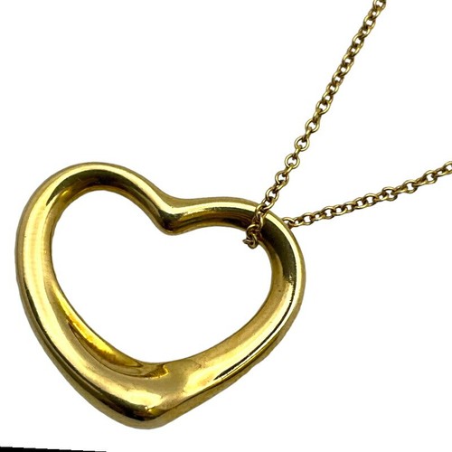 Tiffany Co Open Heart Necklace K18 Yellow Gold Jewelry Used eBay