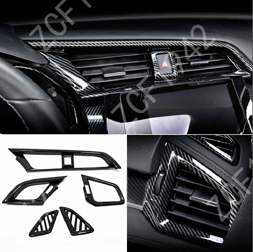 Carbon Fiber ABS Dashboard Air Vent Cover Case For Honda Civic 10th 2016-2020