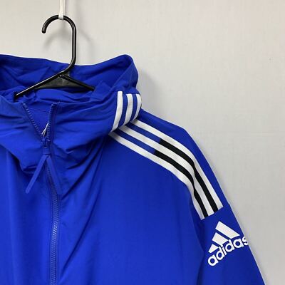 新品タグ付きadidas 青 ジップアップ レインウェア Adidas Z.N.E.Woven Jacket Men's Size S Small Hooded Rain