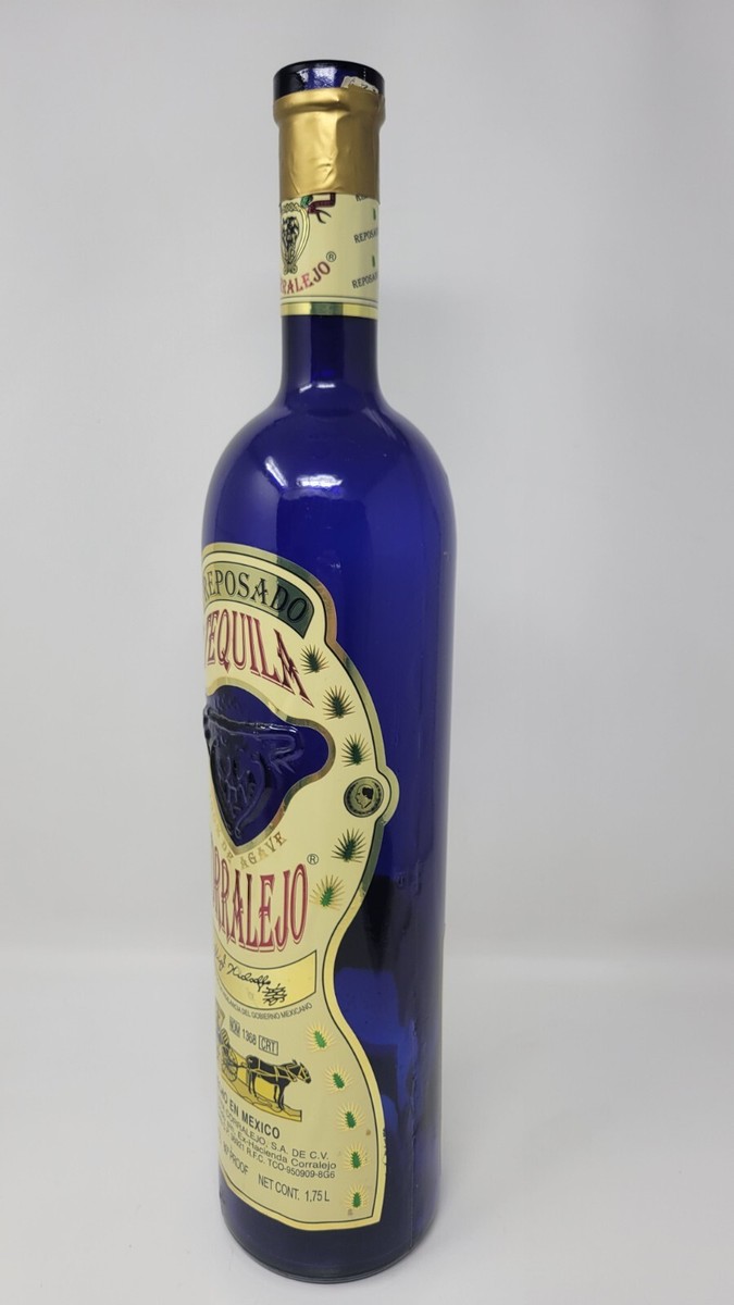 CORRALEJO Tequila Reposado 1.75 L Cobalt Blue Empty Bottle 17.25
