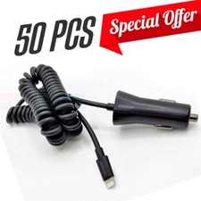 Wholesale Lot of 50 OEM Verizon Apple 8-Pin Car Charger for iPhone iPad