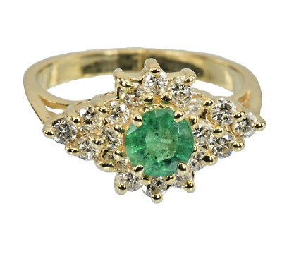 Earth Mined Emerald 14k Solid Gold Natural Diamond Ring