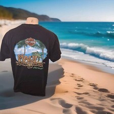 Vintage Harley Davidson Motorcycles 'Maui Palm Trees' Logo T Shirt Size L Y2K