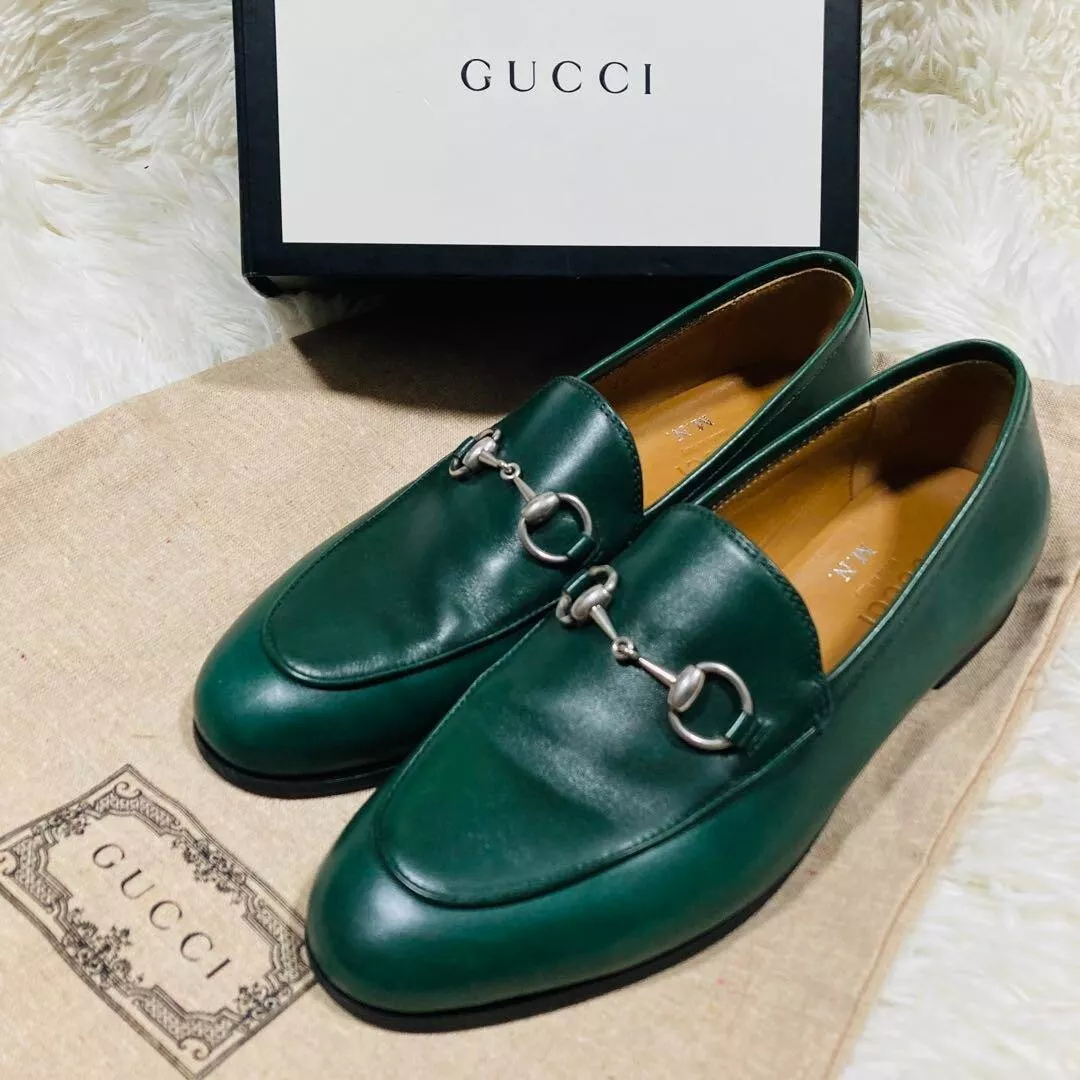 Mocassins GUCCI Gucci Jordaan argent Horsebit vert femme 35 (22 cm) avec BOITE