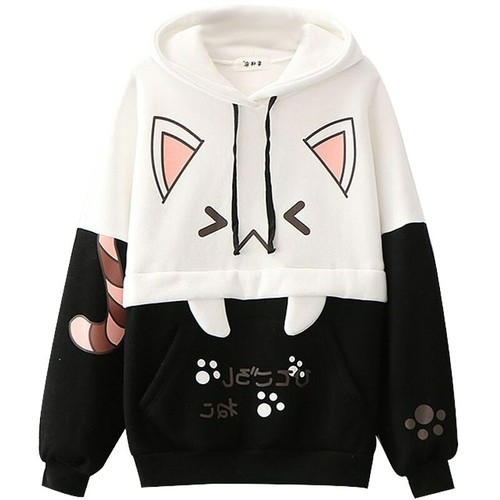 Pull à capuche Super Kawaii Cat Japonais Kpop Harajuku Vêtements Style Anime - Photo 3/18