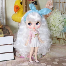 Blythe doll Dudu mouth Make up silvery white hair from Factory Joint Body 12"