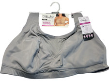 Playtex Secrets Bra Womens 44D Grey Wirefree Full Coverage Anchorstrap Wicking