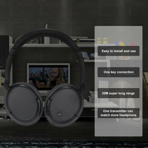 Wireless Headphone FM Transmitter 3.5mm & RCA Wired Headset for TV PC MP3 N7F6 - Picture 12 of 12