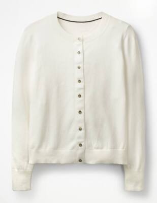 Boden Amelia Cotton Long Sleeve White Cardigan XS, S, M, XL