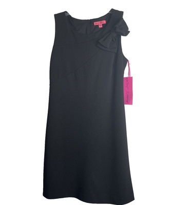 Women's Size 8 Black Dress Betsey Johnson Classic A-line Sleeveless Midi Bow NWT