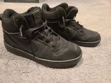 Nike Court Borough Boys Size 5Y Black Athletic Leather Shoes Sneakers 839977-001